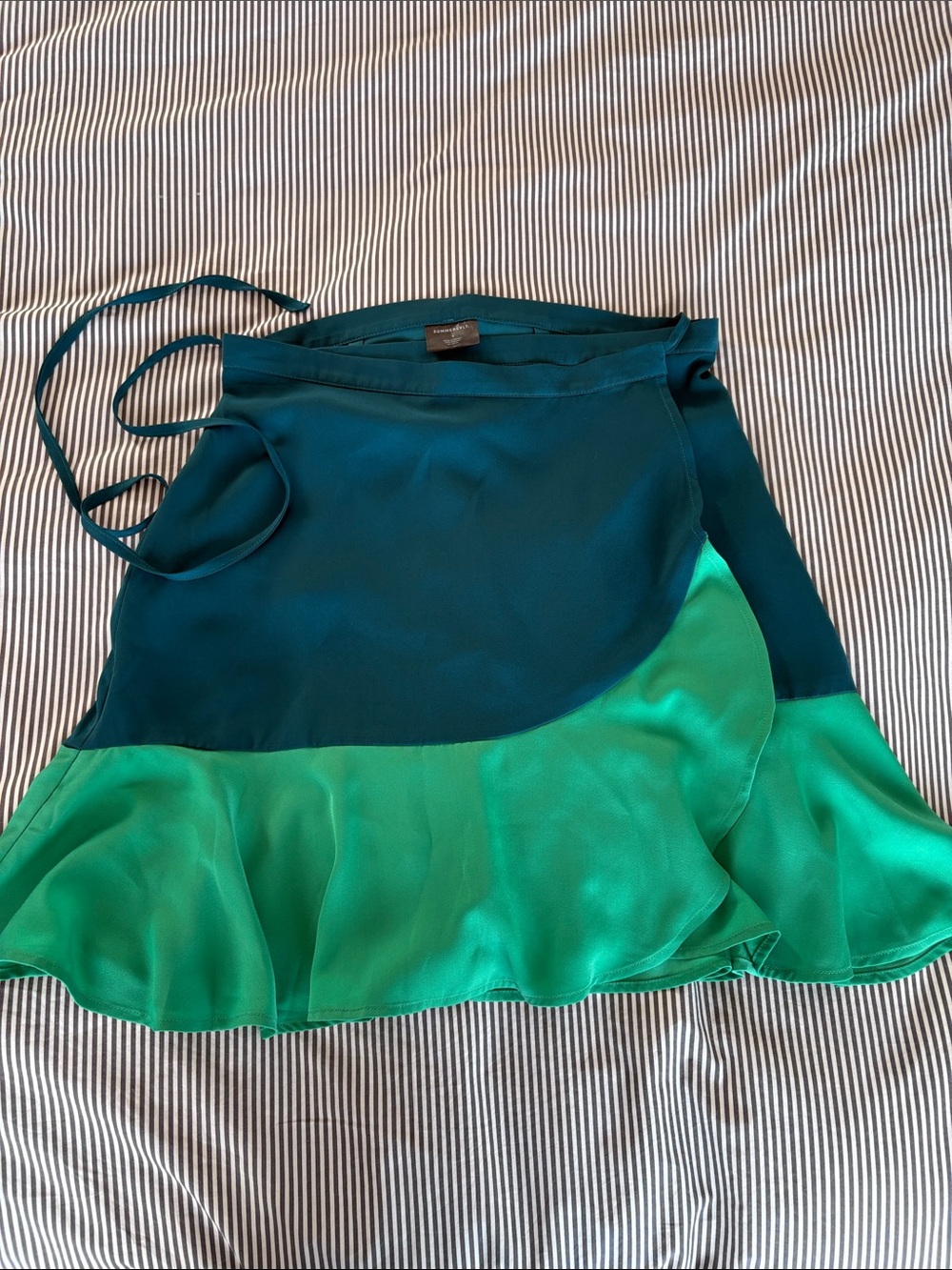 summersalt Teal and Kelly Green Two-Tone Wrap Skirt